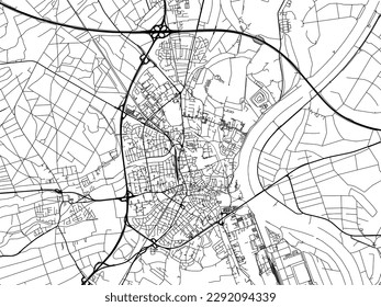 Vector city map of Speyer in the Germany with black roads isolated on a white background.