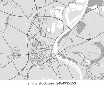 Vector city map of Speyer in Germany with black roads isolated on a grey background.