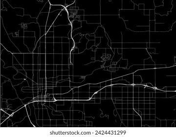 Vector city map of Spokane Metro Washington in the United States of America with white roads isolated on a black background.