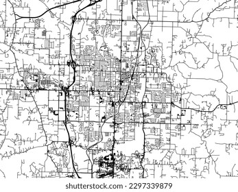 Stadtplan von Springdale Arkansas in den Vereinigten Staaten von Amerika mit schwarzen Straßen einzeln auf weißem Hintergrund.