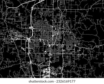 Vector city map of Springdale Arkansas in the United States of America with white roads isolated on a black background.