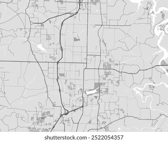 Vector city map of Springdale Arkansas in the United States of America with black roads isolated on a grey background.