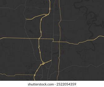 Vector city map of Springdale Arkansas in the United States of America with yellow roads isolated on a brown background.