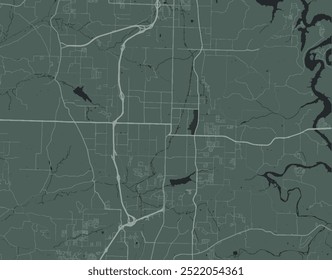 Vector city map of Springdale Arkansas in the United States of America with white roads isolated on a green background.