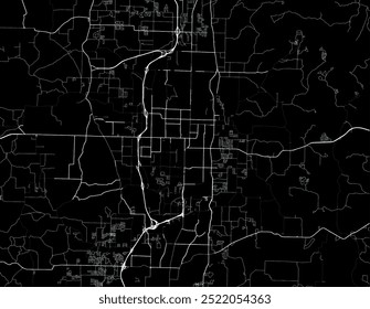 Vector city map of Springdale Arkansas in the United States of America with white roads isolated on a black background.