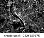 Vector city map of Springfield Massachusetts in the United States of America with white roads isolated on a black background.