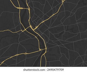 Vector city map of Springfield Massachusetts in the United States of America with yellow roads isolated on a brown background.