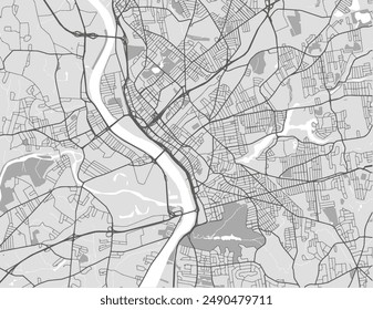 Vector city map of Springfield Massachusetts in the United States of America with black roads isolated on a grey background.