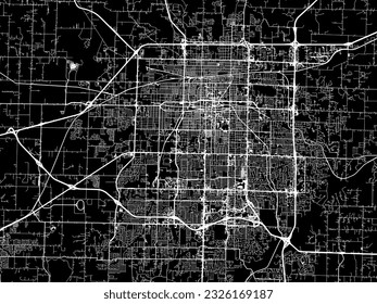 Vector city map of Springfield Missouri in the United States of America with white roads isolated on a black background.