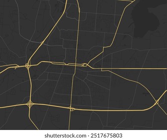 Vector city map of Springfield Ohia in the United States of America with yellow roads isolated on a brown background.