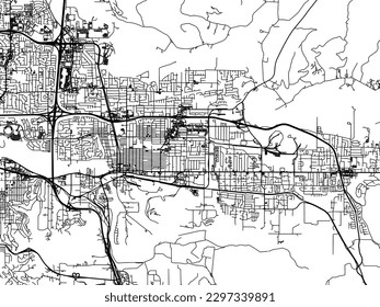 Vector city map of Springfield Oregon in the United States of America with black roads isolated on a white background.