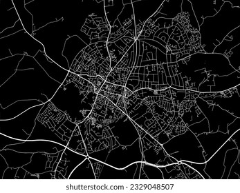 Vector city map of St Albans in the United Kingdom with white roads isolated on a black background.