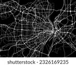 Vector city map of St. Louis Missouri in the United States of America with white roads isolated on a black background.