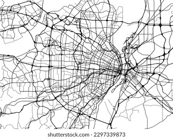 Vector city map of St. Louis Missouri in the United States of America with black roads isolated on a white background.