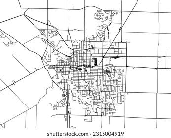 Vector city map of St. Thomas Ontario in Canada with black roads isolated on a white background.