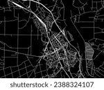 Vector city map of Stalowa Wola in Poland with white roads isolated on a black background.