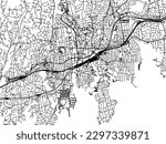 Vector city map of Stamford Connecticut in the United States of America with black roads isolated on a white background.