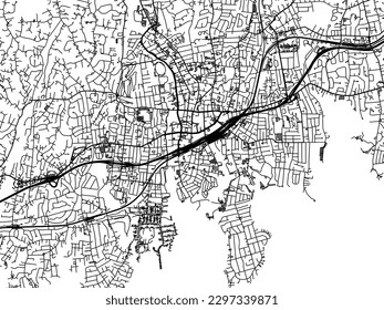 Vector city map of Stamford Connecticut in the United States of America with black roads isolated on a white background.