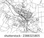 Vector city map of Starachowice in Poland with black roads isolated on a white background.