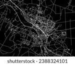 Vector city map of Starachowice in Poland with white roads isolated on a black background.