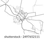 Vector city map of Starachowice in Poland with black roads isolated on a white background.