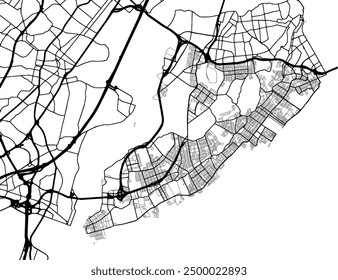 Vektor-Stadtplan von Staten Island New York in den Vereinigten Staaten von Amerika mit schwarzen Straßen einzeln auf weißem Hintergrund.