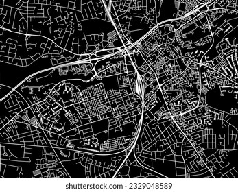 Vector city map of Stockport in the United Kingdom with white roads isolated on a black background.