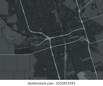Vector city map of Stockton California in the United States of America with white roads isolated on a grey background.