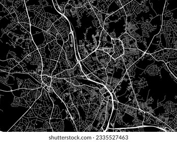 Vector city map of Stoke-on-Trent in the United Kingdom with white roads isolated on a black background.