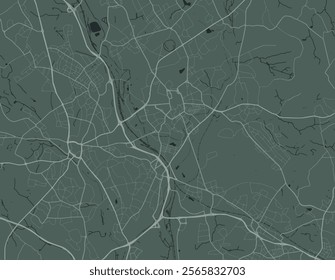 Vector city map of Stoke-on-Trent in the United Kingdom with white roads isolated on a green background.