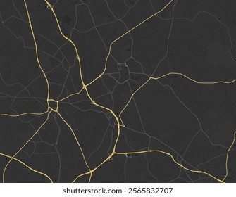 Vector city map of Stoke-on-Trent in the United Kingdom with yellow roads isolated on a brown background.