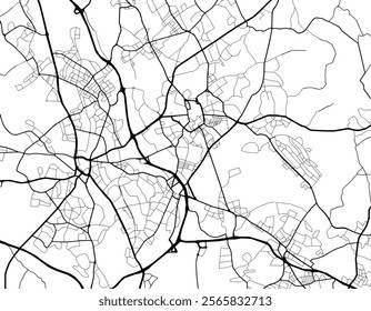 Vector city map of Stoke-on-Trent in the United Kingdom with black roads isolated on a white background.