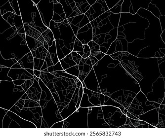 Vector city map of Stoke-on-Trent in the United Kingdom with white roads isolated on a black background.