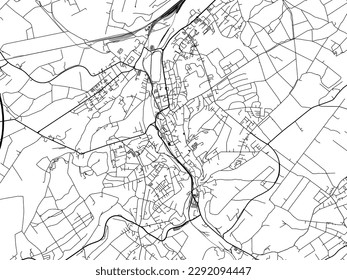 Vector city map of Stolberg in the Germany with black roads isolated on a white background.