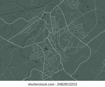 Mapa de la ciudad de Vector de Stolberg en Alemania con carreteras blancas aisladas sobre un fondo verde.