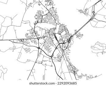 Vector city map of Stralsund in the Germany with black roads isolated on a white background.