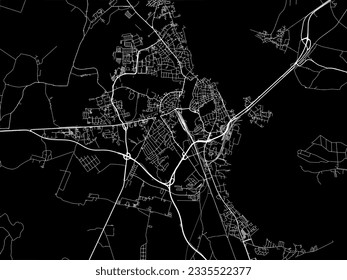 Vector city map of Stralsund in Germany with white roads isolated on a black background.