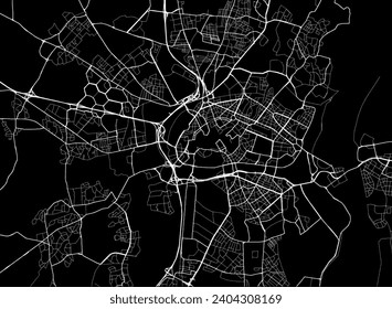 Vector city map of Strasbourg in the France with white roads isolated on a black background.