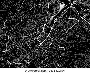 Vector city map of Stuttgart in Germany with white roads isolated on a black background.