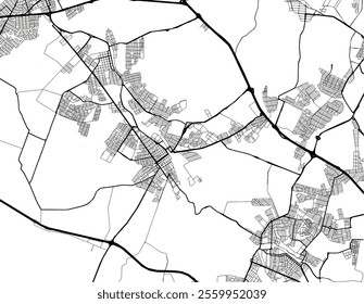 Vector city map of Sumare in Brazil with black roads isolated on a white background.