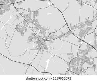 Vector city map of Sumare in Brazil with black roads isolated on a grey background.