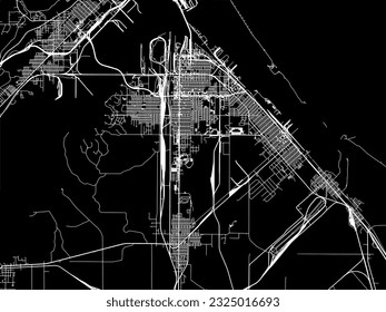 Vector city map of Superior Wisconsin in the United States of America with white roads isolated on a black background.