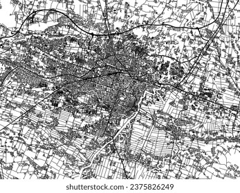 Vector city map of Surakarta in Indonesia with black roads isolated on a white background.