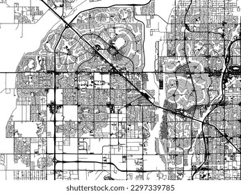 Vector city map of Surprise Arizona in the United States of America with black roads isolated on a white background.
