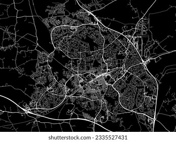 Vector city map of Swindon in the United Kingdom with white roads isolated on a black background.