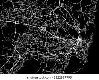 Vector city map of Sydney in Australia with white roads isolated on a black background.