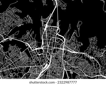 Vector city map of Sydney center in Australia with white roads isolated on a black background.