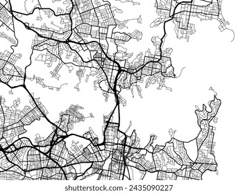 Vector mapa de la ciudad del puerto de Sydney en Australia con las carreteras negras aisladas sobre un fondo blanco.