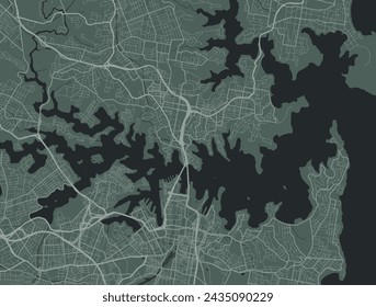 Vector city map of Sydney Harbour in Australia with white roads isolated on a green background.