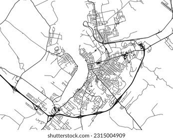 Vector city map of Sydney Nova Scotia in Canada with black roads isolated on a white background.